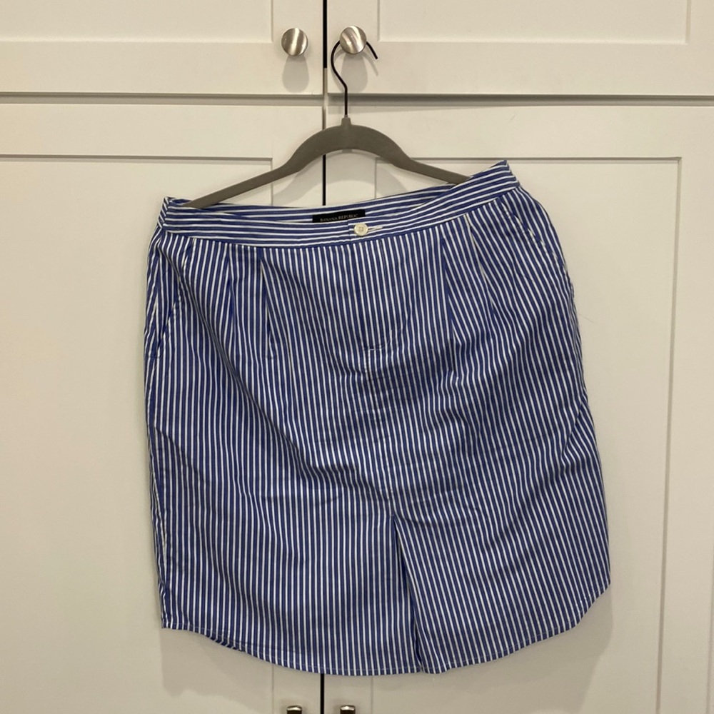 Blue and white striped skirt